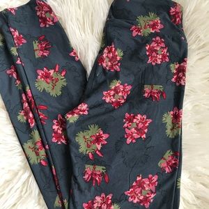 OS grey floral LuLaRoe leggings perfect condition!